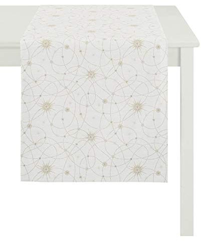 APELT 3009 48X140 50 Tischläufer, Polyester, Creme/Gold