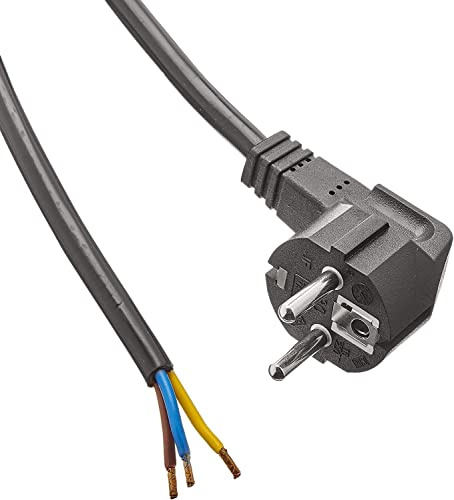 CABLEPELADO Cavo di alimentazione CEE7 | Spina Schuko a morsetti| Sezione 1 mm² | H05VV-F | Adatto per prese, prese multiple, alimentatori, portalampada | Nero | 3 metri
