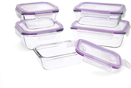 Quid Frost® 5er Set Frischhaltedosen mit Deckel, rechteckig, mit Mikrowellenventil, BPA-frei, Glas