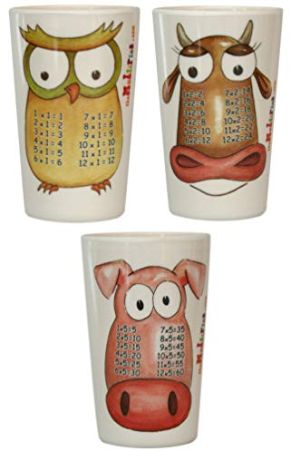 theMultiples Times Table Dinnerware 3-piece Early Years 8 oz Melamine Tumbler Set