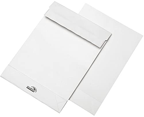 SECURITEX® Versandtasche, mit Falte, 50 mm, Stehboden, ohne Fenster, haftklebend, B4, 250 x 353 mm, 130 g/m², Kraftpapier, weiß (100 Stück), Sie erhalten 1 Packung á 100 Stück
