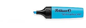 Pelikan® Textmarker 490 | 10er Set | Schreibkomfort | Leicht zu öffnen | 3 Umkreisstärken | Tinte auf Wasserbasis | Hohe Fluorestenz und Transparenz | Blau