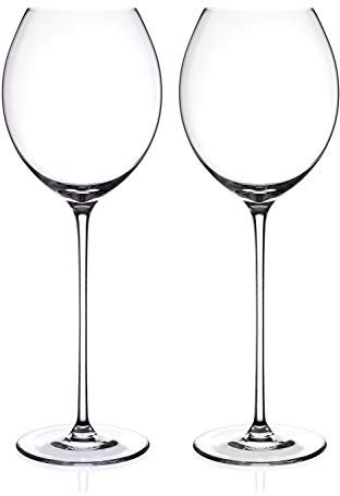 DIAMANTE White Wine Glasses Pair - 'Elegance' Collection Undecorated Crystal - Set of 2