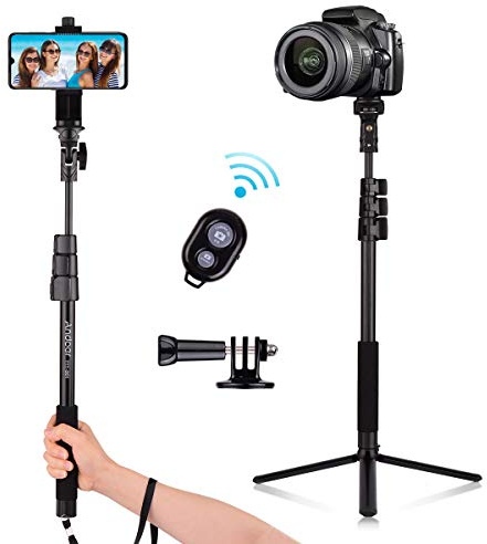 Andoer Selfie Stick for Phone Tripod Stand 160cm/63in Extendable Compatible Aluminum Alloy with Wireless Remote Shutter Desktop/Floor Tripod for Recording, Vlogging, Live Streaming (120cm)