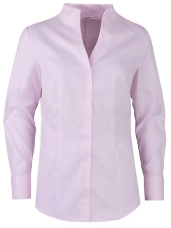 Sidenklistermärken damer blus – stadsblus – lätt att stryka – blus med krage – smal passform – långärmad – 100% bomull, Rosé, 48