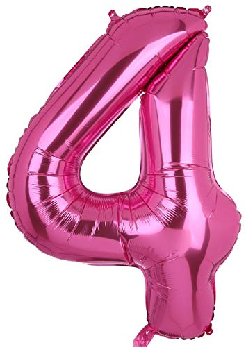 XXL Groß Rosa Zahl 4 Folienballon Luftballon Folien Mylar Riese Helium Ballon Geburtstag Party Deko Lieferungen 100 CM