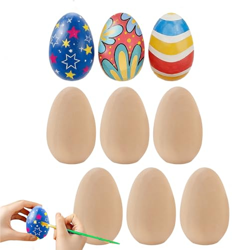 Toddmomy 20pcs Unpainted Wood Eggs Decorative Wooden Eggs for Easter Theme Party Favor (Large Size)