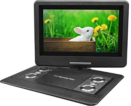 Trexonic TV portatile da 12,5 pollici + lettore DVD con schermo TFT LED a colori e ingressi USB/HD/AV, nero