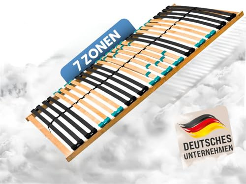 Coemo Lattenrost DRÖMSON, 90x200 cm, starr, 28 Leisten | 7-Zonen, Mittelgurt, 5-fach Härteregulierung, nicht verstellbarer Lattenrahmen, für alle Matratzenarten geeignet