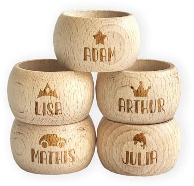 Amikado - Portatovagliolo in legno personalizzato con motivo e nome - Regalo arredo tavola - Portatovaglioli originali