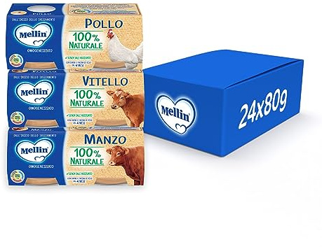 Mellin Omogeneizzato, Mix Gusti Carne, Naturale, 24x80g