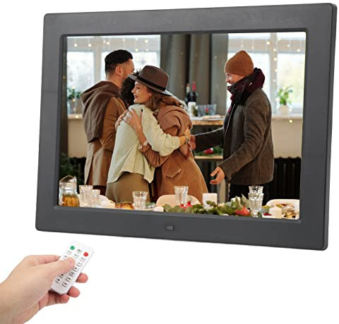 VBESTLIFE Digitaler 12-Zoll-Fotorahmen, Elektronisches Fotoalbum, Videoplayer, Fotofreigabegerät, Unterstützende Fernbedienung, Heimdekoration(EU-Stecker)