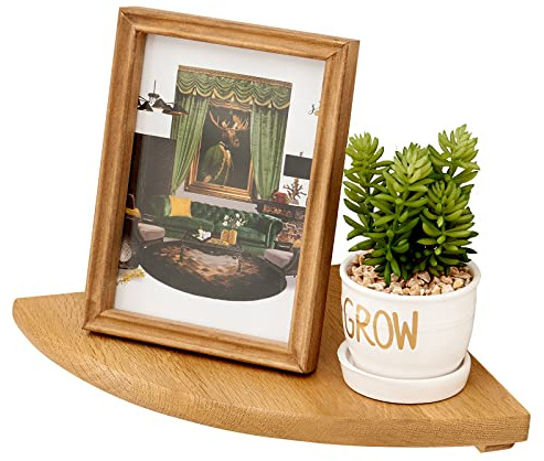 OAKERLAND Eiche Eckregal Schwebende 22CM Regale Ecke Massivholz Ecke Wandregal für Bad Küche Schlafzimmer Wohnzimmer