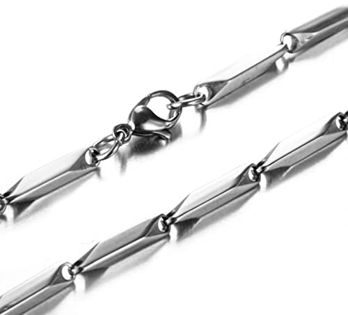 Stfery Kette Silber 55CM Damen, Halskette Herren Cool Edelstahl 1.5MM Dünne Modeschmuck Geschenk Geburtstag
