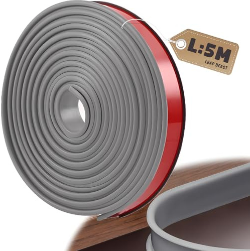 LeapBeast Forma U Cinta de Madera Cantos, 5M TPE Adhesiva Perfil Goma Cantoneras Cubrecantos, Silicona Cinta Tiras de Cantear - Bordes Mesa Muebles Protector