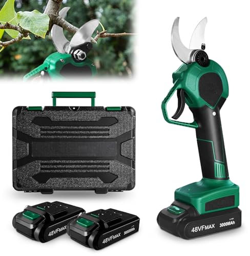 UISEBRT Troncarami a batteria professionale elettrica senza fili 48 V-3000 mAh, diametro di taglio 30 mm, con batteria ricaricabile, per giardinaggio, potatura