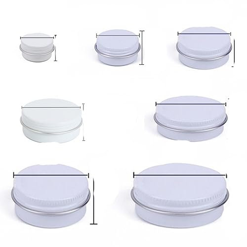 50Pcs 5ml-60ml Barattoli di latta di alluminio Contenitori ricaricabili Coperchio a vite in alluminio Contenitore di latta rotondo Bottiglia per balsamo per labbra cosmetico Crema-60g,White,Metal