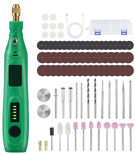 Cordless Rotary Tool with 105pcs Accessories - 3.7V 5-Speed 3600-18000 RPM Mini Electric Grinder, USB Rechargeable for DIY Work Engraving, Carving, Cutting, Polishing, Drilling, Cleaning, Sanding