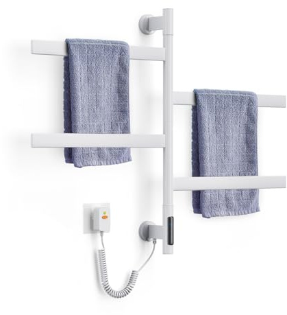 ZOYI 180°Drehung Bad handtuchtrockner elektrisch, handtuchwärmer elektrisch, badheizkörp erelektrisch, handtuchhalter elektrisch, 220v (Weiss)