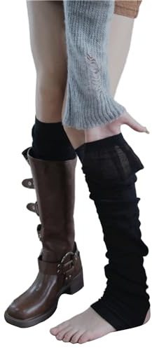 EMA MEGA GROUP Stulpen für Damen in Maillard Style – Stulpen Damen Schwarz, Beinstulpen Damen, Stulpen für Damen, Leg Warmers Damen, Stulpen für Schlittschuhe, Stulpen Beine, Wadenwärmer (Schwarz)