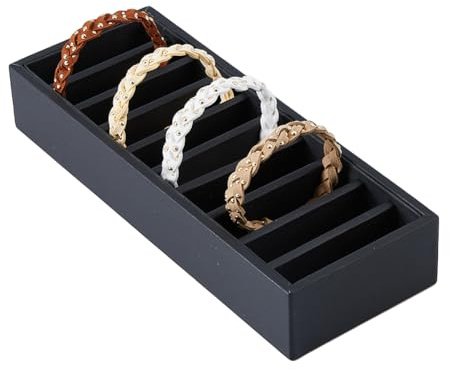 DICOSMETIC 10-Slot Black Bangle Trays Leather Bracelet Organizer Trays Rectangle Display Jewelry Trays Covered Jewelry Display Box without Lid for Ring Cufflink Jewelry Organizer