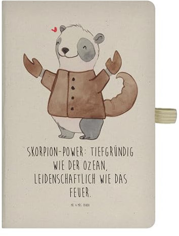 Mr. & Mrs. Panda DIN A4 Baumwoll Notizbuch Skorpion Astrologie - Geschenk, Adressbuch, Horoskop, Skizzenbuch, Tierkreiszeichen, Schreibbuch,