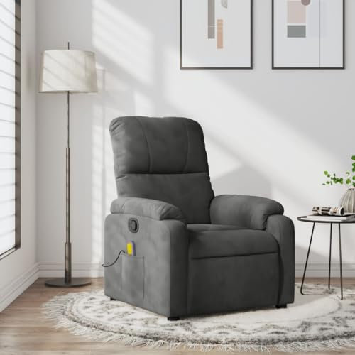 Homgoday Massagesessel Relaxsessel Fernsehsessel Ruhesessel mit Liegefunktion Liegesessel Sessel Verstellbare Rückenlehne TV Sessel, für Wohnzimmer Dunkelgrau Mikrofasergewebe