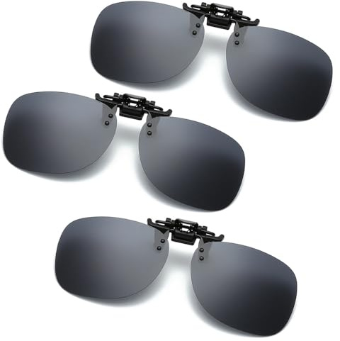 Clip-on solglasögon för män kvinnor, polariserade anti-bländning lins flip-up solglasögon, UV-skydd för nattkörning, utomhussport, resor, Svart