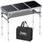 Anbte Tavolo Pieghevole da Giardino Campeggio 88 * 40 * 69cm,Tavolino da Balcone 3 Regolabili in Altezza in Alluminio con Rete da Interno/Picnic/Barbecue/Spiaggia/Truccarsi-Nero