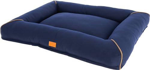 Kerbl Pet Kuschelbett Jerome, dunkelblau/Cognac, 90x70x10 cm