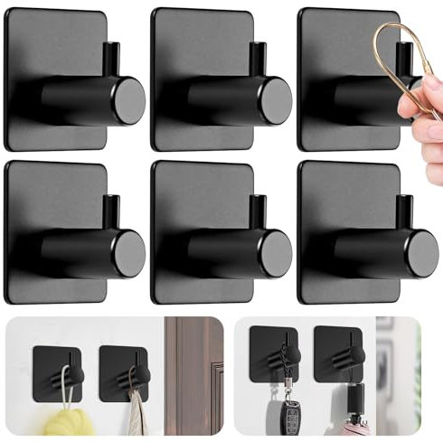 Snarflun Appendiabiti da Porta,Appendino da Porta con 12 Ganci,Nessuna Perforazione Richiesta, per Del Cucina, Ufficio, Bagno, Della Camera (Nero)