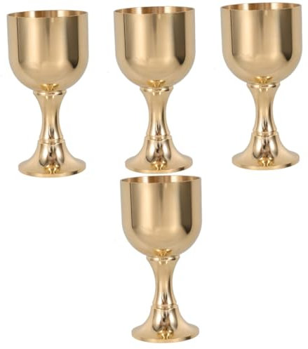 MAGICLULU 4pcs Retro Emboss Wine Glasses Metal Goblet Small Wine Goblet Household Liquor Cup Decorative Liquor Cup Dinner