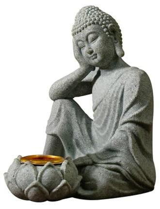 KJDKNC Handcrafts Buddhas Teelicht Kerzenhalter Stein Statue Figur Skulptur Für Oder Garten Dekoration
