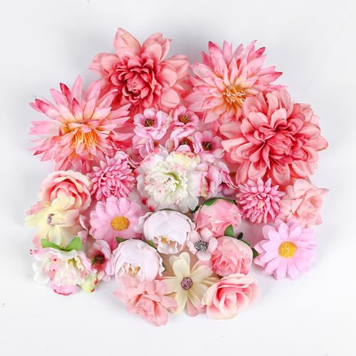 Friedwohl 34 Stück Kunstblumen zum Basteln, 5 Farben Blumen zum Basteln 3~7cm Stoffblumen, Mini Deko Blumen Künstlich, Kunstblumen Deko für DIY Basteln Scrapbooking Hochzeit Party Home Handwerk