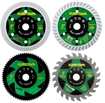 KURSTOL Disque Diamant - 4 pièces 75mm x 10mm Disques à Tronçonner Diamanté pour Carrelage Métal Bois Béton