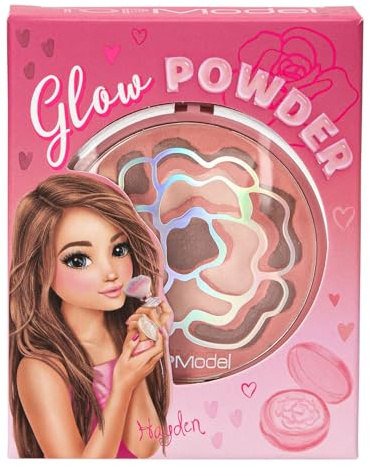 Depesche 13487 TOPModel - Glow Powder Beauty and Me, en Tarro Redondo con bisagra, Ligeramente Brillante en Tonos Rosa y marrón, Incluye Espejo y Esponja