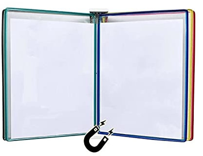 UZAMIRLEX Wandmontiert Poster Flip Holder Buch Display, Aktenordner A3, Wandordner - A3 [16,53 Zoll × 11,69 Zoll], 10 Taschen, an Metallvorrichtung befestigt(Color)