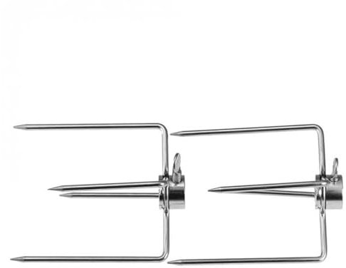 Generisch Fleischklammer Für Drehspieß 1 Paar Quadratische Edelstahl-Rotisserie-Spießstangen BBQ Fleischklammer Fleischnadel Mit 4 Zinken Für Das Picknick Zu Hause Beim Grillen