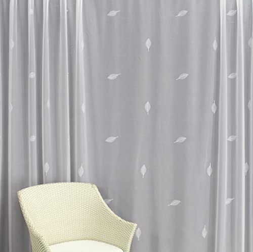 EASYHomefashion Hochwertige Fertiggardine Voile Store Deko Schal mit Stickerei Faltenband Bleiband Borgo 120 x 300 cm (HöhexBreite)