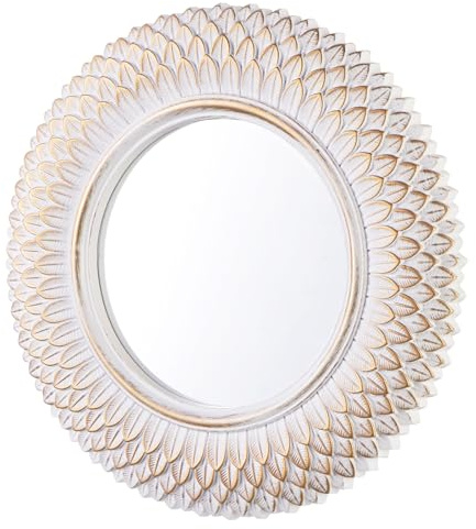 HiempTru Wandspiegel, Runder Weißer Spiegel, 24 cm | Dekorativer Kreis-Spiegel für Schlafzimmer, Eingangsbereich, Wohnzimmer und moderne Wanddekoration.