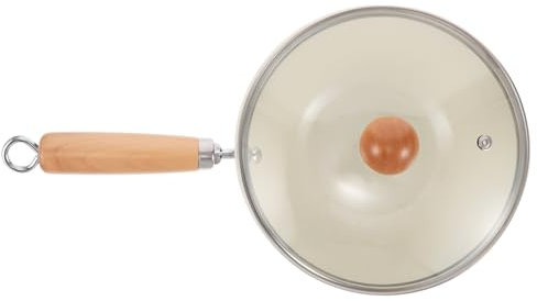 Ciieeo Padella Profonda in Ferro Con Coperchio in Vetro Trasparente Padella Antiaderente Compatibile Con Fornello Induzione Wok Piccolo Per Uso Quotidiano