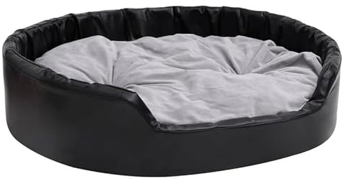 Eleganz Hundebett Schwarz-Grau 99x89x21 cm - Luxus Hundekorb mit Plüsch & Kunstleder für große Hunde - Extra weich & pflegeleicht - Ideal für Wohnung & Haus