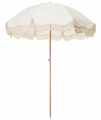 ApuaVireo&Co Ombrellone da Giardino, ombrellone da Spiaggia, ombrellone da Spiaggia con Frange, palo in Legno a 8 Stecche, ombrellone da Tavolo for Esterni