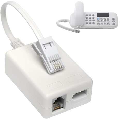 BT Plug to ADSL RJ11 Broadband Internet Microfilter Splitter Male to Female for Landline Modem Router Wifi Plug Telephone White Socket Phone Cable Microfilter for Modem Telephone Fax White 1PC