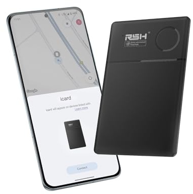 RSH Android Slim Card Wallet Tracker(Android Only), Smart Wallet Finder for Google Find Hub App, Bluetooth Tracker and Item Locator for Luggage Tags, Passports and More, Phone Finder, 1 Pack(Black)