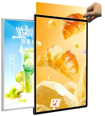 LED-Plakatrahmen, LED-Leuchtkasten (A4–A1–80 × 120 Cm) – Mehrere Größen, Ultradünnes Gehärtetes Glas, Beleuchtete Menütafel,40×50cm,Black