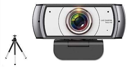 VXDEFP Webcam 120° Webcam grandangolare Full HD 1080P con treppiede for conferenze, live streaming, registrazione