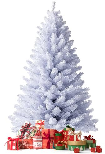Kidsgigglz 180cm künstlicher Weihnachtsbaum, Tannenbaum künstlich mit 650 Spitzen, Edeltanne Schnellaufbau inkl. Ständer Weihnachtsdeko, Schwer Entflammbar, Weiß