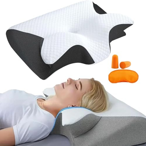 OALYGEI Oreiller Anti Ronflement et Apnée Positionnelle,Oreiller Apnée du Sommeil,Coussin Ergonomique Cervical Mémoire de Forme pour Dormeurs de Côté, de Dos et sur Le Ventre (Noir)