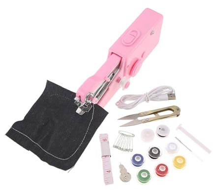 Handheld Sewing Machine, Small Mini Portable Sewing Machine | Suitable for Beginners Adult, Fast Stitch for Fabrics Clothes DIY Home and Travel, Easy to Use (Pink)